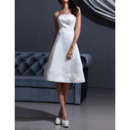 Affordable A-Line Strapless Satin Short Reception Wedding Dresses