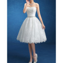 Custom Ball Gown Strapless Knee Length Lace Short Wedding Dresses